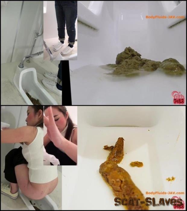 Girls defecates big shit pile in public toilet close-up. (Amateur shitting, Defecation) [FullHD 1080p] 280 MB
