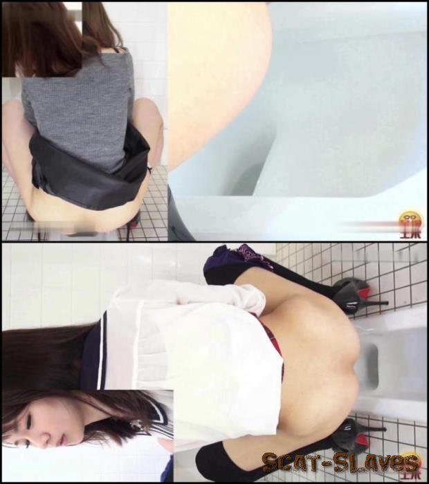 Pooping girls in pooblic toilet. (Amateur shitting, Defecation) [FullHD 1080p] 650 MB