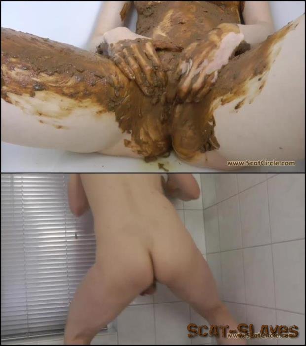 Perversion play with shit in bathroom. (Body covered feces, Defecation in bathroom) [FullHD 1080p] 485 MB