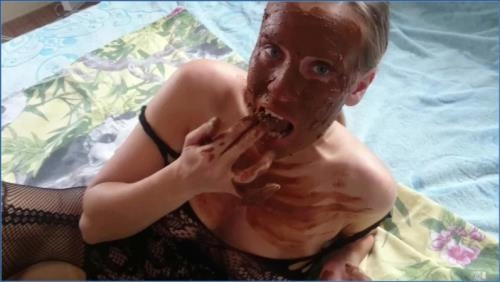 Shit Eating: Brown Wife with Mouth Full of Poo and Vomit Slave - related scat video at Scat-Slaves