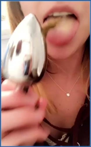 Licking LilbuttLex's Butt Plug Clean in Scat Slaves BDSM Slave Video - scat porn video at Scat-Slaves.net
