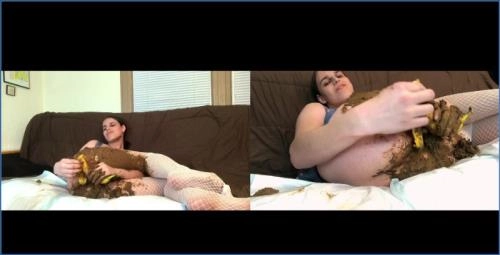 Shit Eating: Emily Milk in Banana Butt Magic 3 Feeds Her Big Dick Slave - scat porn video at Scat-Slaves.net