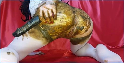 Copro- Anna Coprofield in White Pantyhose with Black Toy Filled Pussy - scat porn video at Scat-Slaves.net